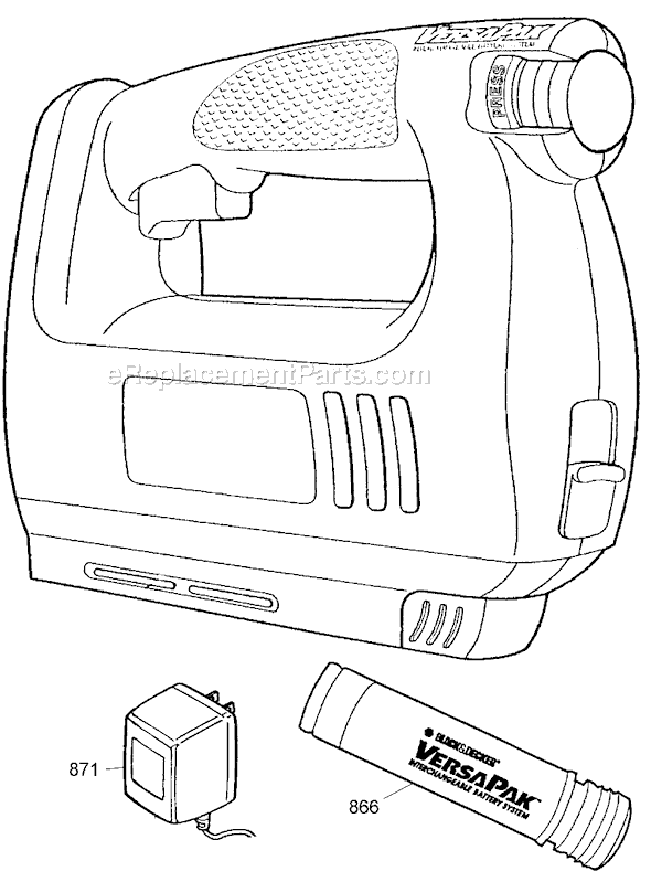 Page A Diagram and Parts List for VP960 Type 1 Black and Decker Nailer